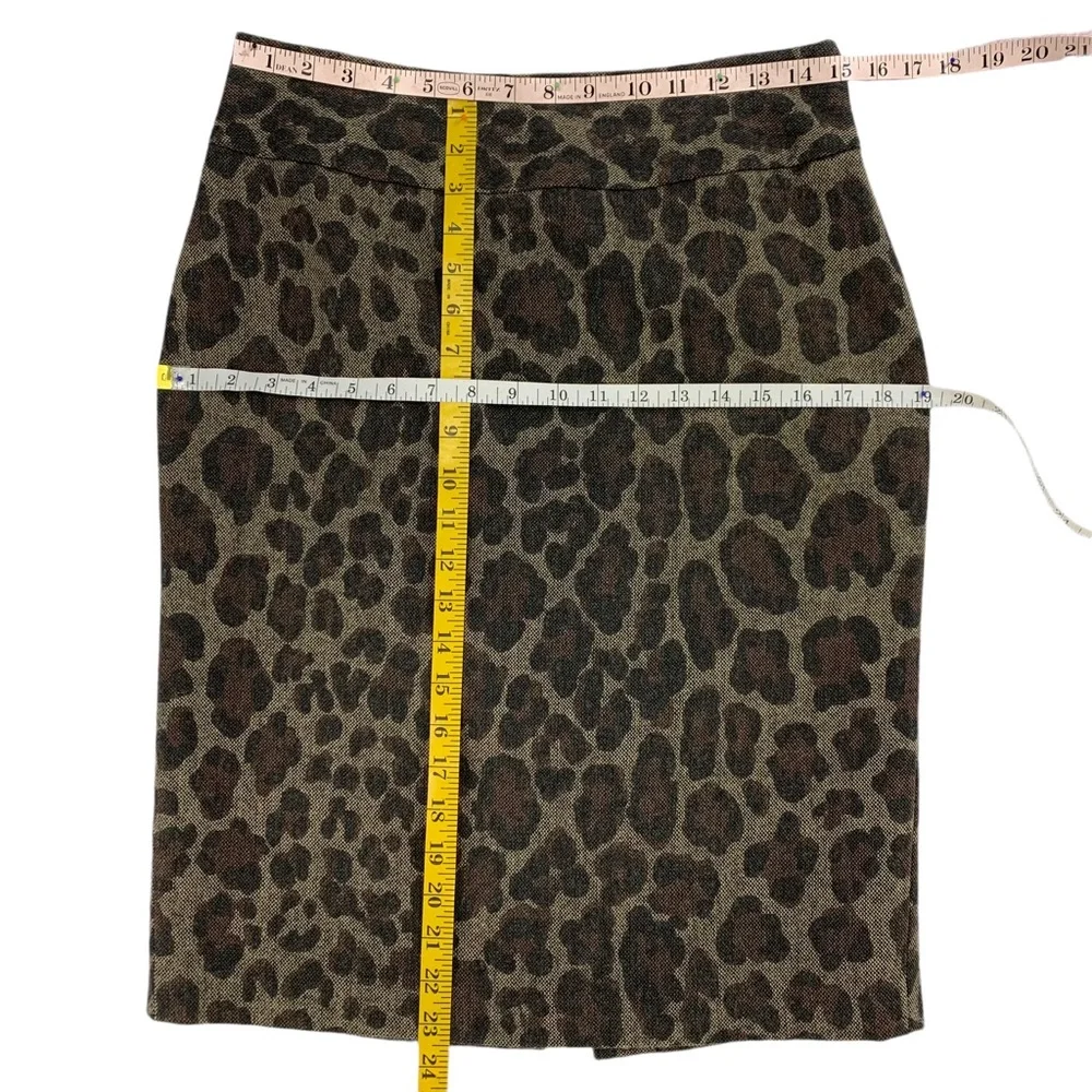 Wool Blend Leopard Pencil Skirt